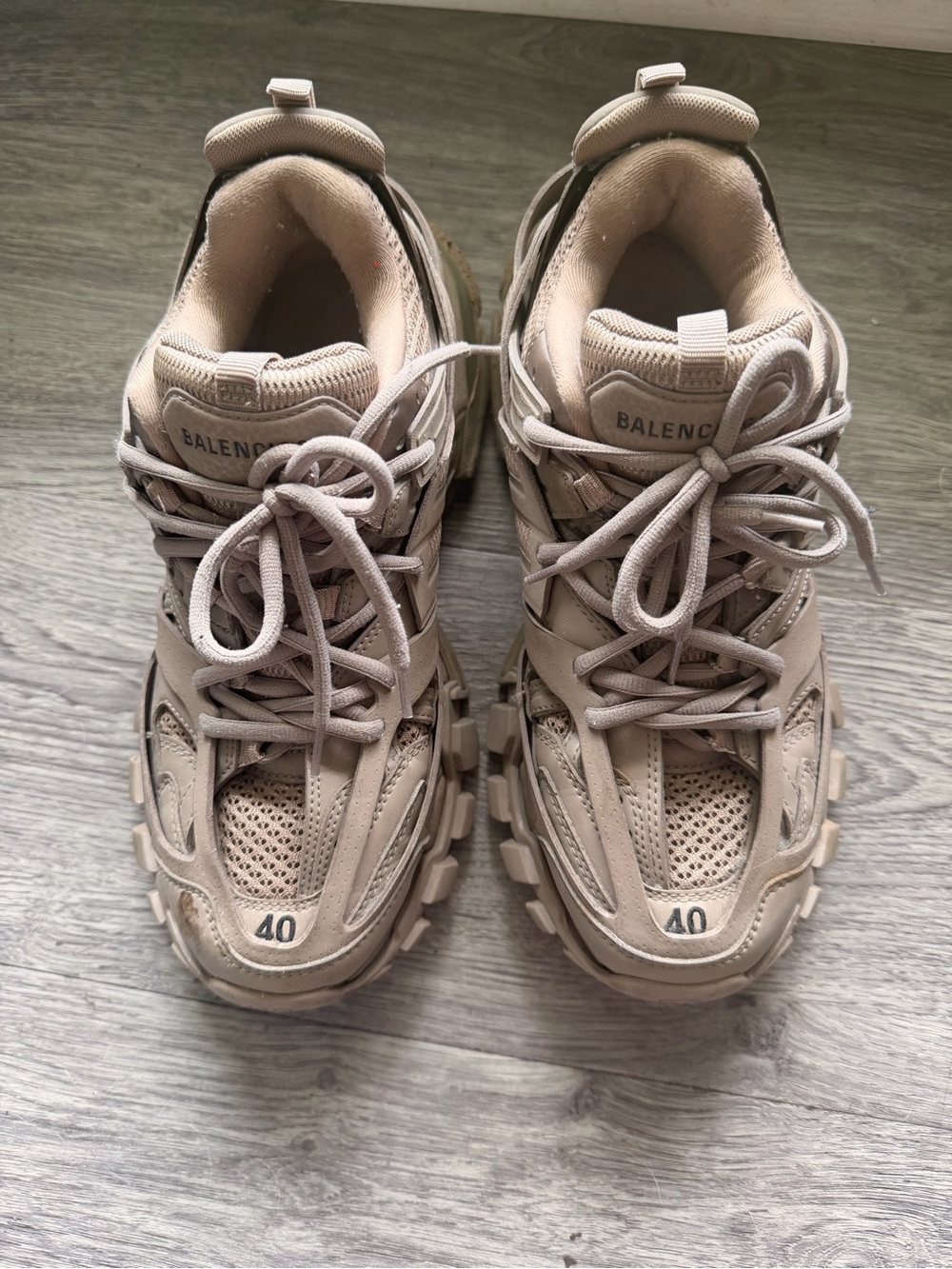 Balenciaga Women's Taupe Multi-Layer Track Sneakers